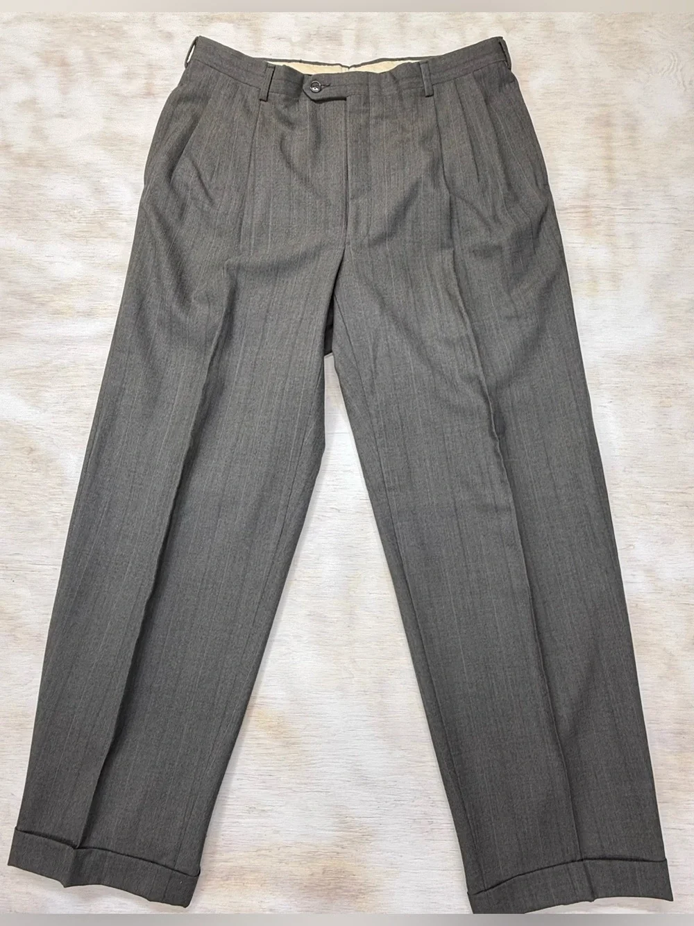 Christian Dior Triple Pleated 34x30.5 Men's Gray Tailored Dress Pants
